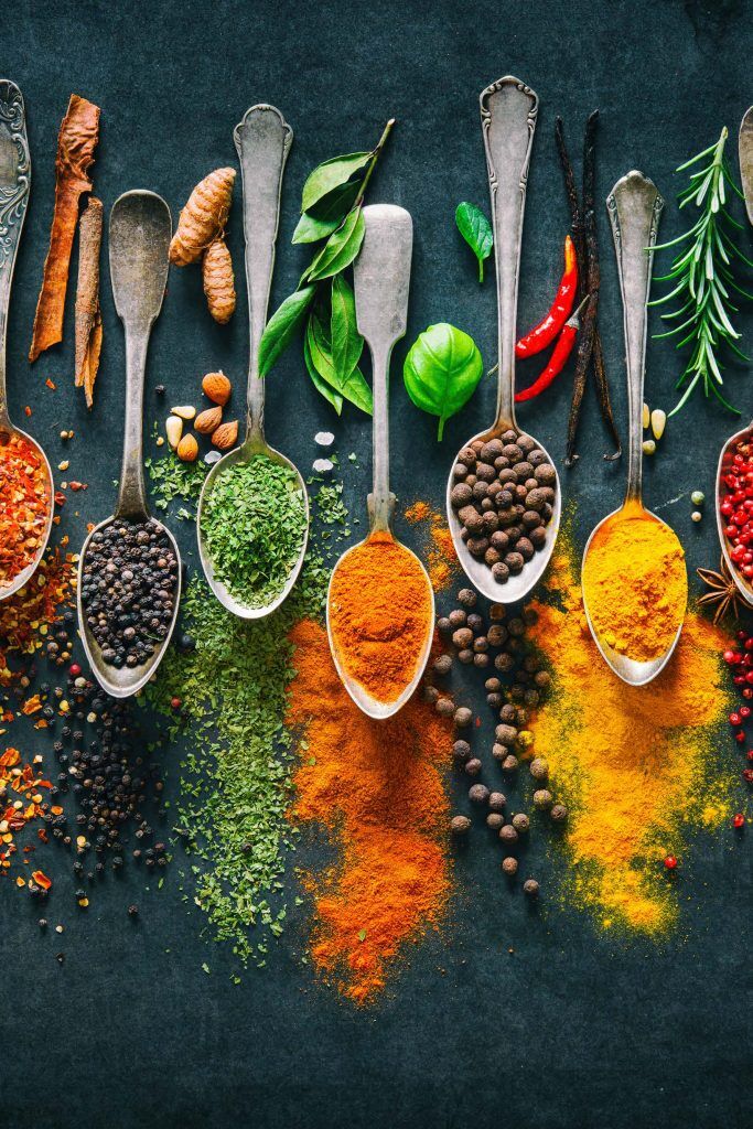 HodgeonRepeat blog - colorful spoons of spices to reduce sugar and fat