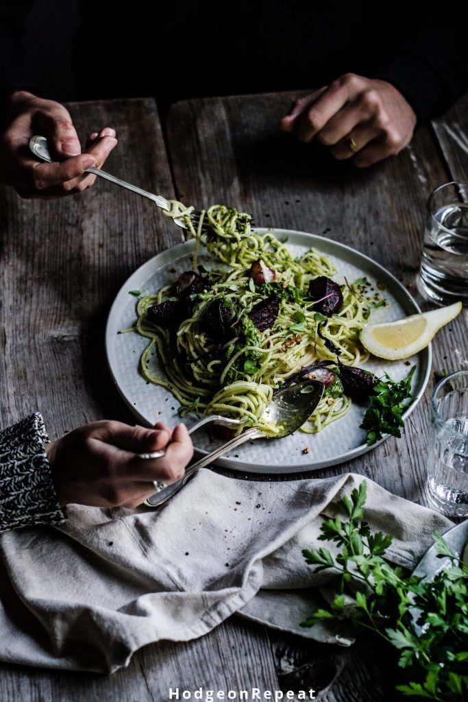 HodgeonRepeat blog - plate of salad and pasta being shared