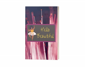 HodgeonRepeat Press - Hello Beautiful 120-page lined journal book cover - body positivity - image of curvy african american woman with purple wildflower background